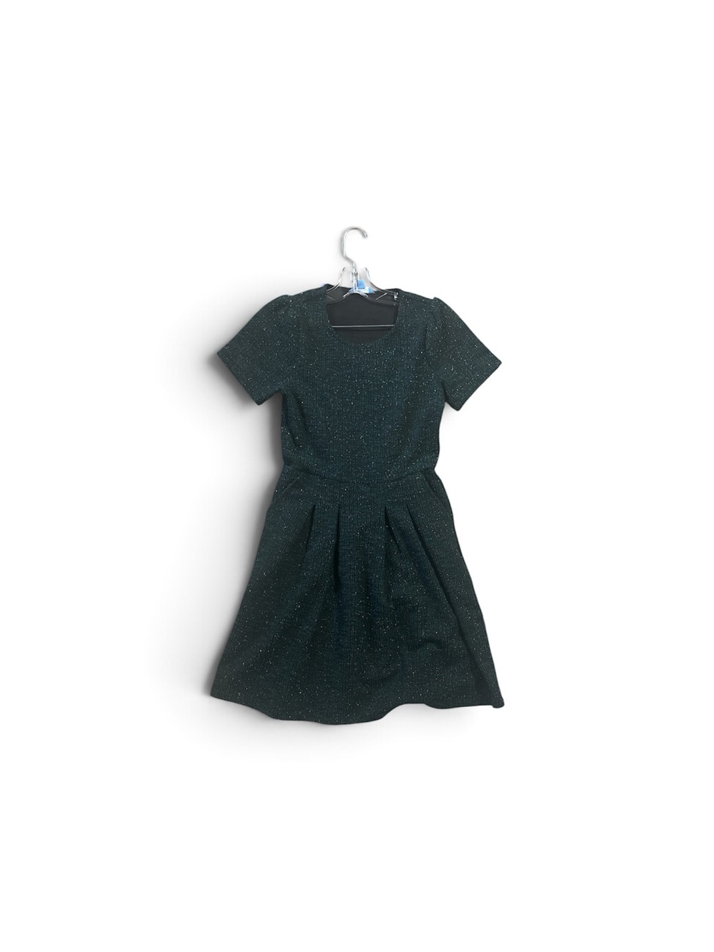 Girls Short Sleeve Sparkle Fit-and-Flare Dress - Dark Green